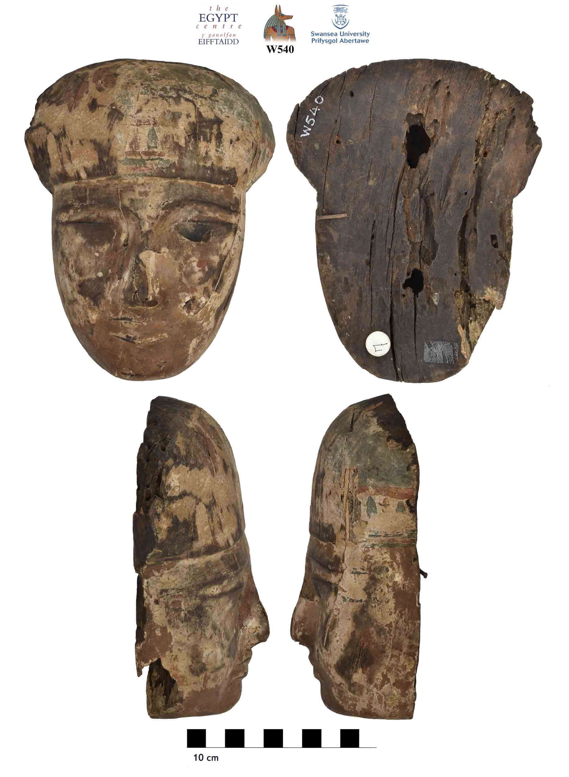 Image for: Painted wooden face from a coffin